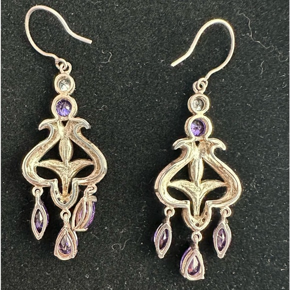 Simulated Turquoise and Amethyst Earrings - Picture 4 of 4